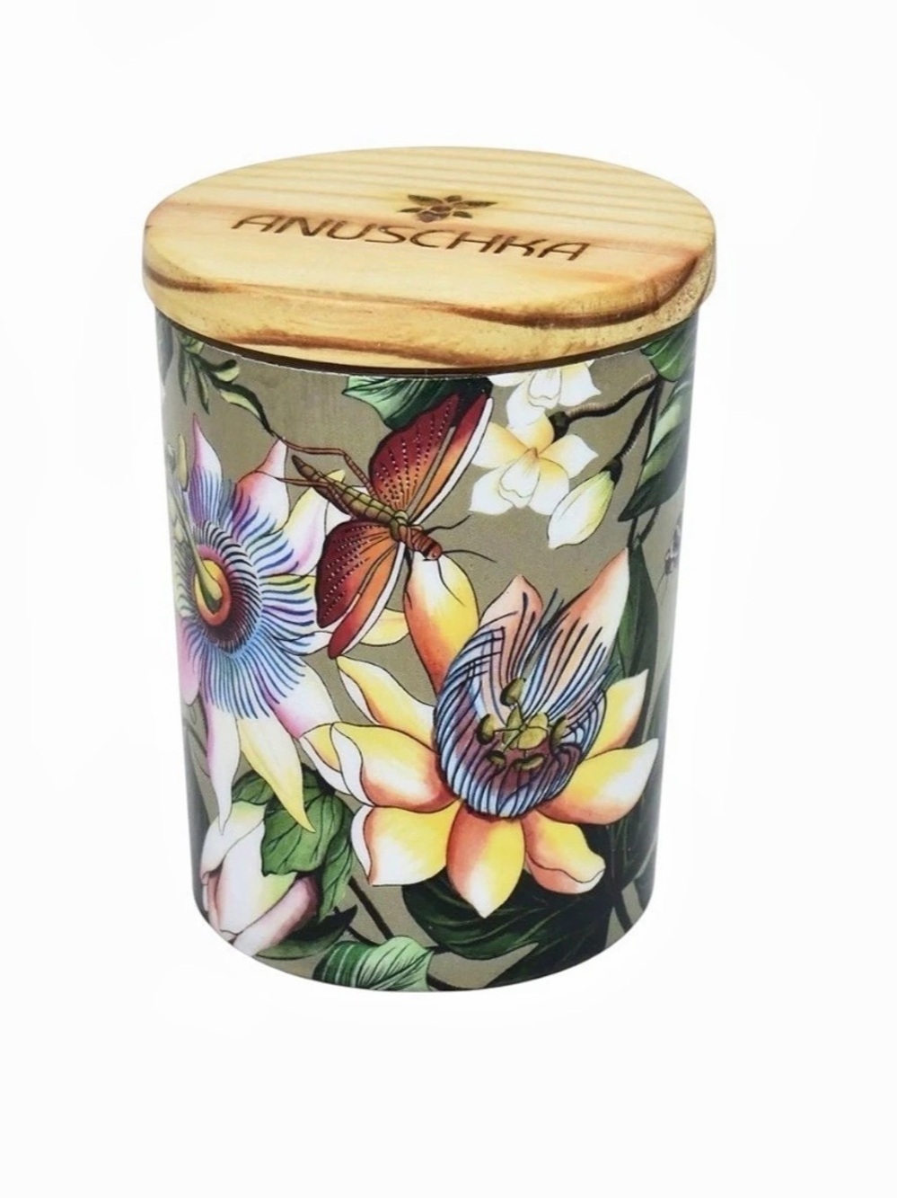 Anuschka Printed Glass Candle Jar Pattern Floral Passion NWT